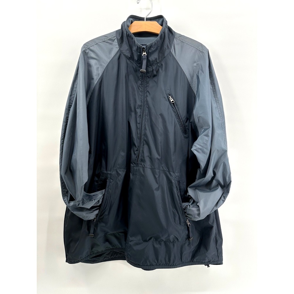 GAP Men's Jacket Black Grey Windbreaker Pullover Fleece Lined Size XXL Y2K